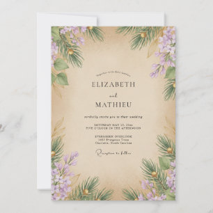 Lilac Wisteria Antique Champagne Wedding Invitation