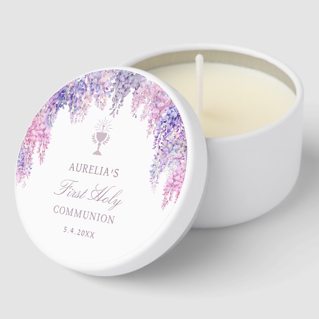 Lilac Wisteria Arch First Communion Mini Candle Favors (Corner)
