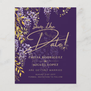 Lilac Wisteria Purple Wedding Save The Date Flyer