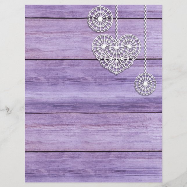 Lilac Wood and White Lace Scrapbook Paper (Front)