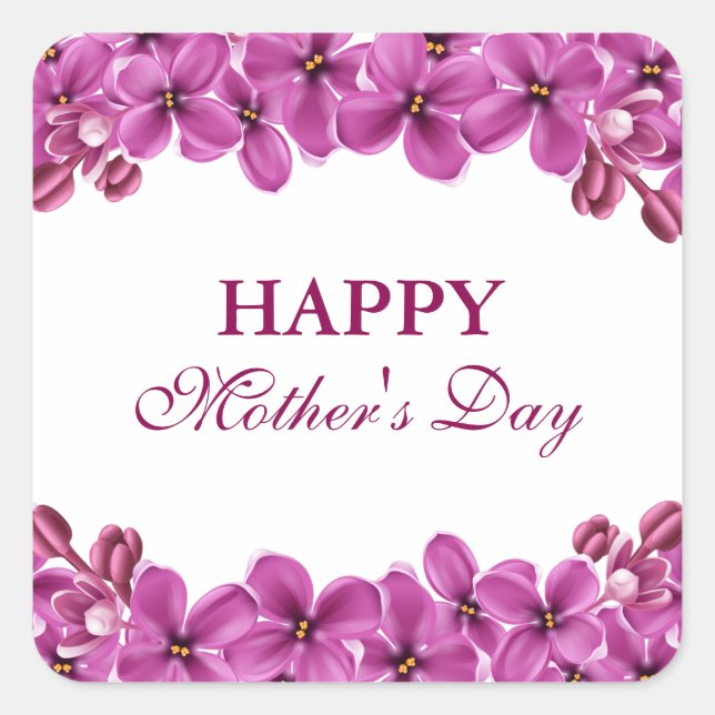 Lilac Wreath Happy Mothers Day Stickers (Front)
