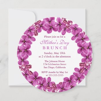 Lilac Wreath Mother's Day Brunch Invitation by SpecialOccasionCards at Zazzle