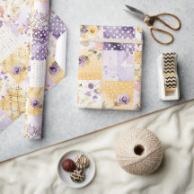 Lilac Yellow Quilt Gingham Cottagecore Floral
