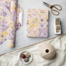 Lilac Yellow Quilt Gingham Cottagecore Floral