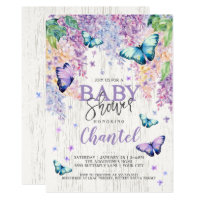 Lilacs and Butterfly | Baby Shower Invitation