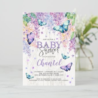 Lilacs and Butterfly | Baby Shower Invitation | Zazzle