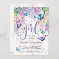 Lilacs and Butterfly | Baby Shower Invitation