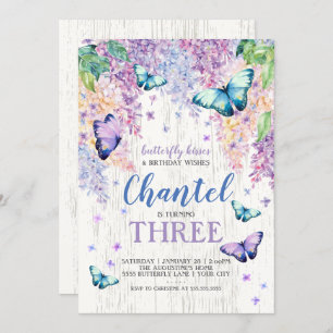 Lilacs and Butterfly   Birthday Invitation