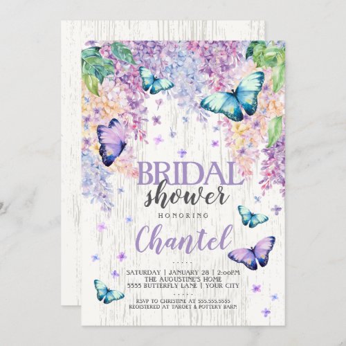 Lilacs and Butterfly  Bridal Shower Invitation