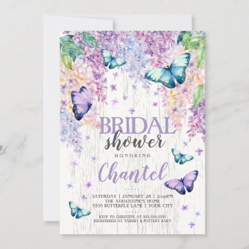 Lilacs And Butterfly Bridal Shower Invitation Zazzle