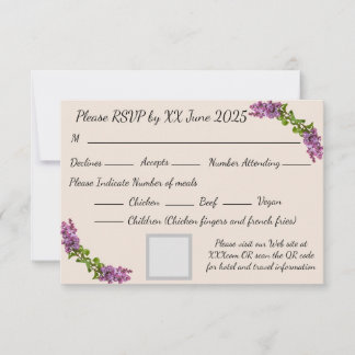 Lilacs and Cream Response Card