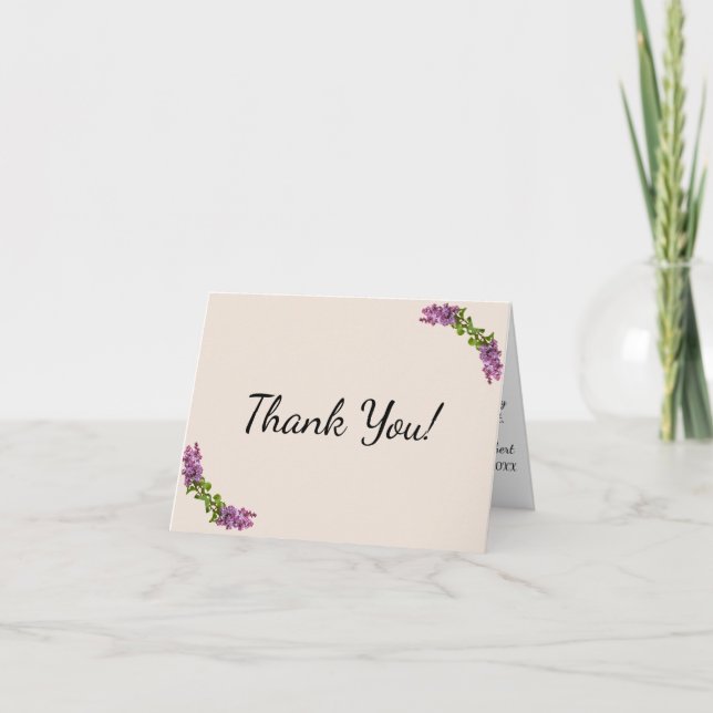 Lilacs and Cream Thank you Card (Front)