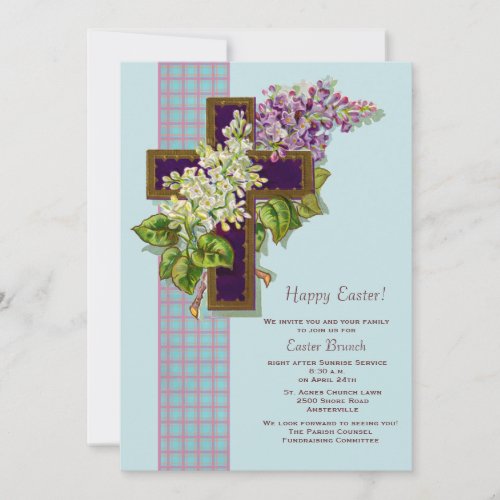 Lilacs and Crucifix Easter Invitation