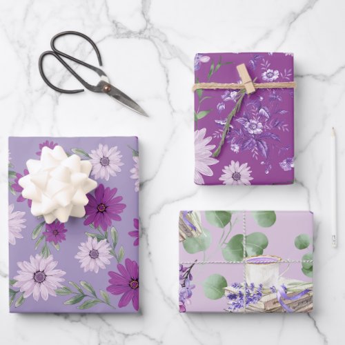Lilacs and Lavender Spring wrapping paper sheets