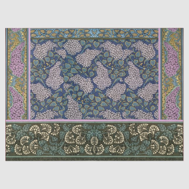 LILACS AND LEAVES Art Nouveau Floral Tissue Paper (Front)