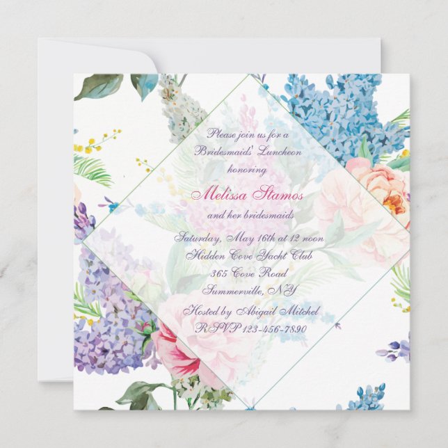 Lilacs and Peonies Invitation (Front)