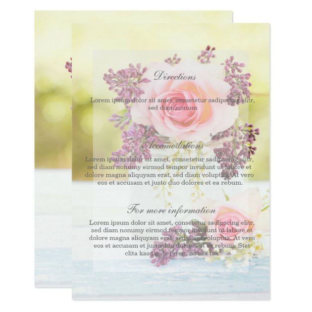 Lilacs And Roses Vintage Wedding Directions Card
