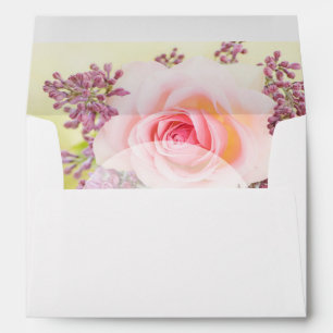 Lilacs and Roses Vintage Wedding Envelope