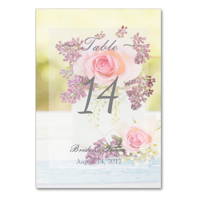 Lilacs And Roses Vintage Wedding Table Number