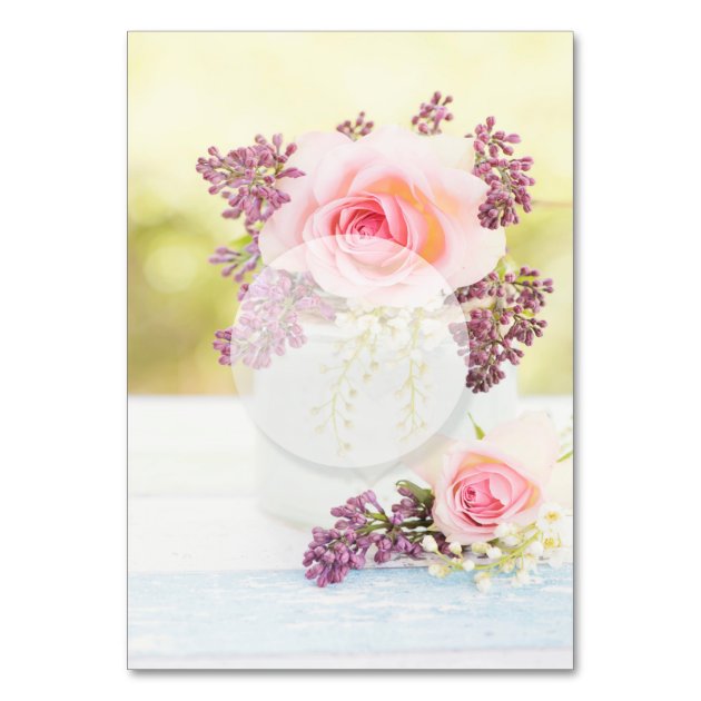 Lilacs And Roses Vintage Wedding Table Number