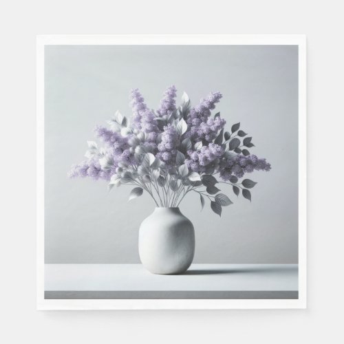 Lilacs and Silver Leaf Bouquet Napkins