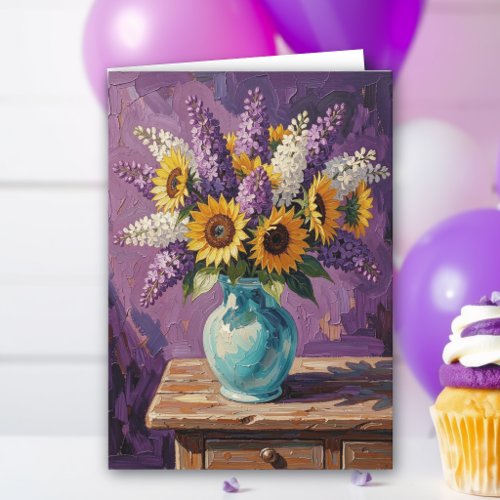 Lilacs and Sunflowers | Happy Birthday Auntie Card