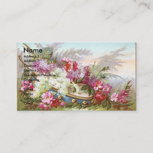 Customizable Lilacs and Tambourine Victorian Trade Card Business Card Template
