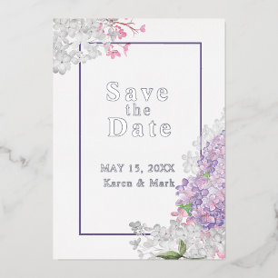 Lilacs Floral Save the Date Foil Invitation