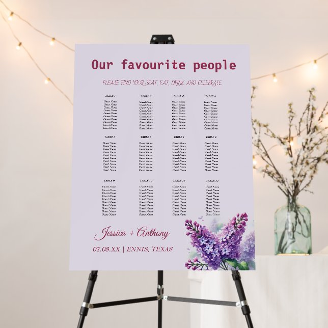 Lilacs Flowers Purple Wildflower Wedding Foam Board (In Situ (Stand))