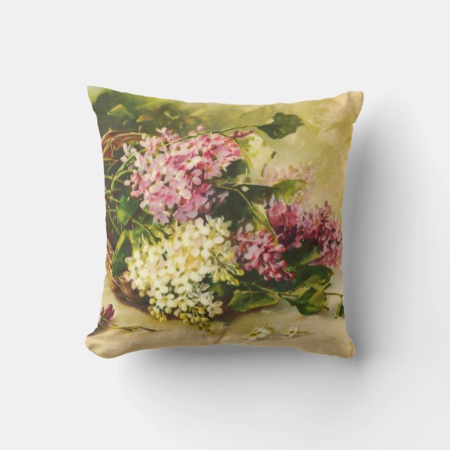 Lilacs in a Basket by Catherine Klein Throw Pillow (Front)