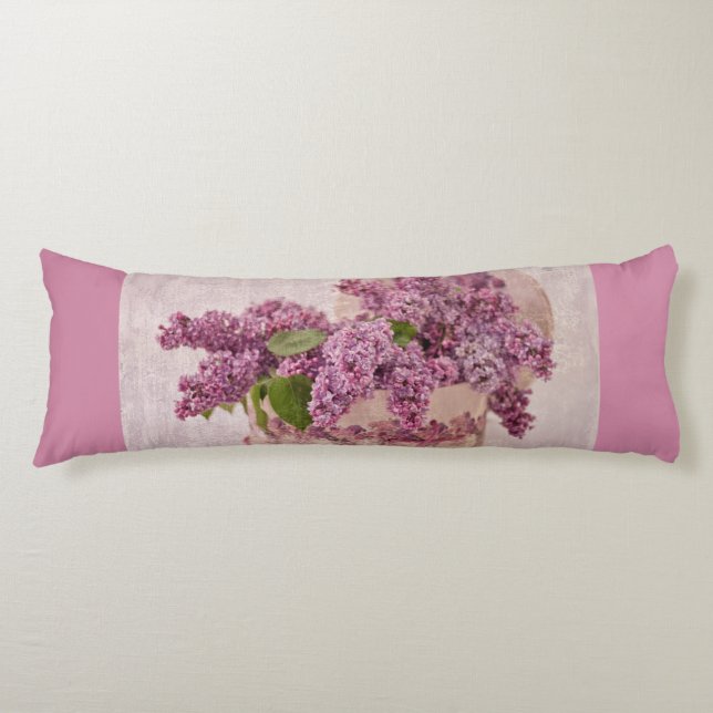 Lilacs In A Victorian Hat Box Body Pillow (Front)