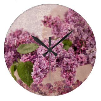 Lilacs In A Victorian Hat Box Large Clock