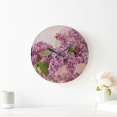 Lilacs In A Victorian Hat Box Large Clock (Home)
