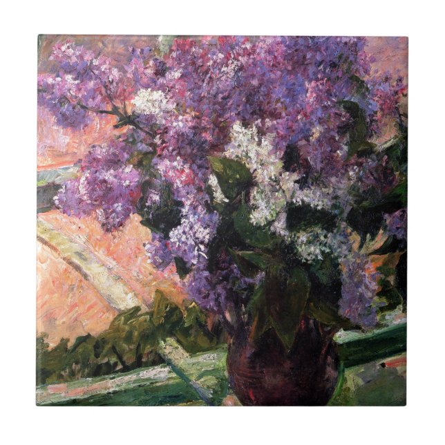 Lilacs in a Window by Mary Cassatt Ceramic Tile (Front)