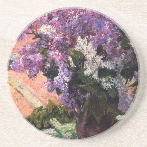 Lilacs in a Window by Mary Cassatt Drink Coaster