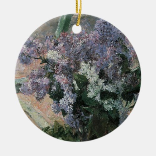 Lilacs in a Window by Mary Cassatt Vintage Art Ceramic Ornament