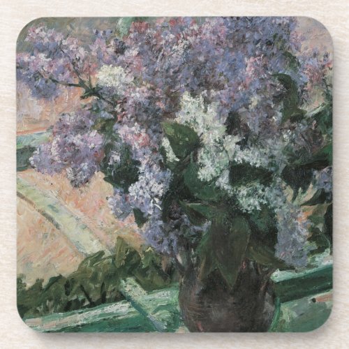 Lilacs in a Window by Mary Cassatt Vintage Art Drink Coaster