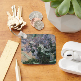 Lilacs in a Window by Mary Cassatt, Vintage Art Keychain