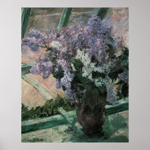 Lilacs in a Window by Mary Cassatt Vintage Art Poster