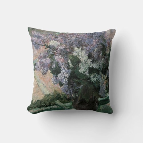 Lilacs in a Window by Mary Cassatt Vintage Art Throw Pillow