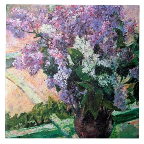 Lilacs in a Window Mary Cassatt Ceramic Tile