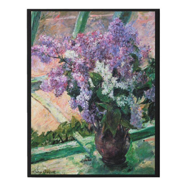 Lilacs in a Window, Mary Cassatt Faux Canvas Print (Front)