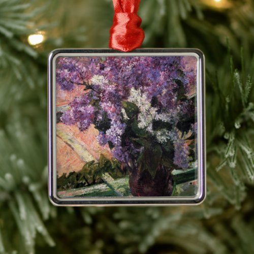 Lilacs in a Window  Mary Cassatt Metal Ornament