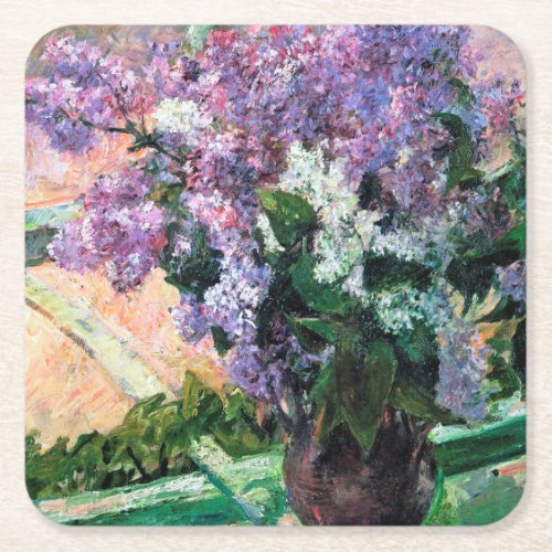 Lilacs in a Window Mary Cassatt Square Paper Coaster