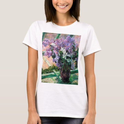 Lilacs in a Window Mary Cassatt T_Shirt