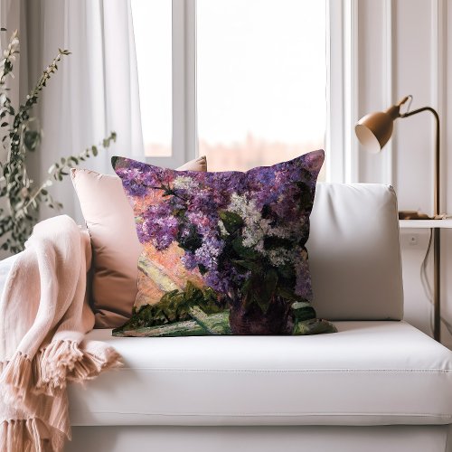 Lilacs in a Window  Mary Cassatt Throw Pillow