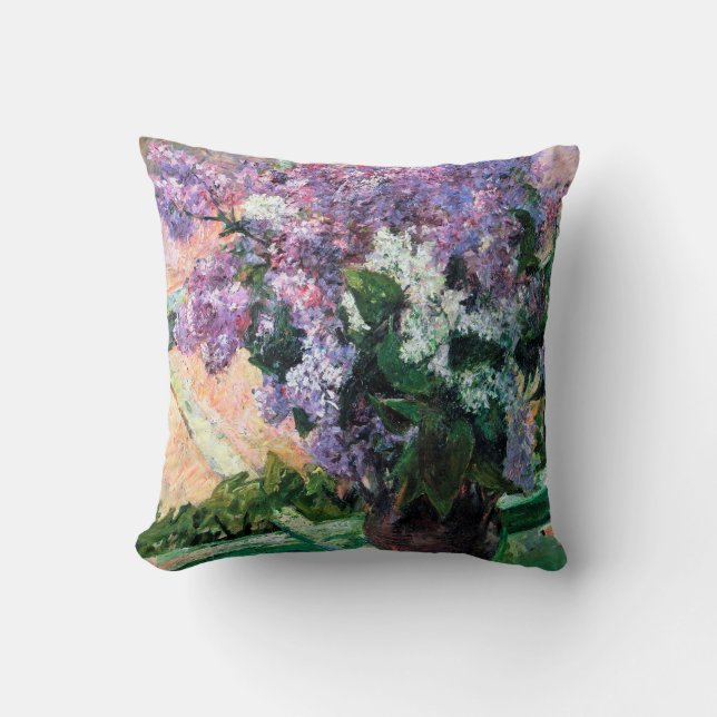 Lilacs in a Window, Mary Cassatt Throw Pillow (Front)
