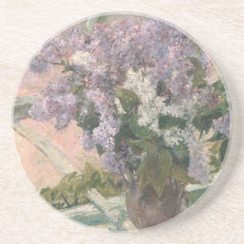 Lilacs in Window by Mary Cassatt American Painter Coaster