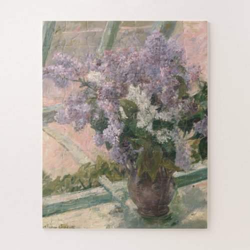 Lilacs in Window by Mary Cassatt American Painter Jigsaw Puzzle