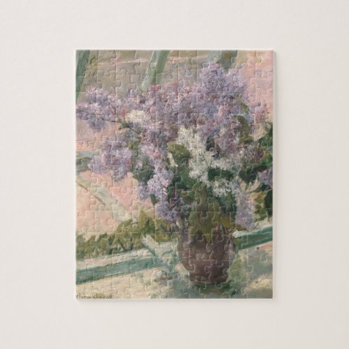 Lilacs in Window by Mary Cassatt American Painter Jigsaw Puzzle